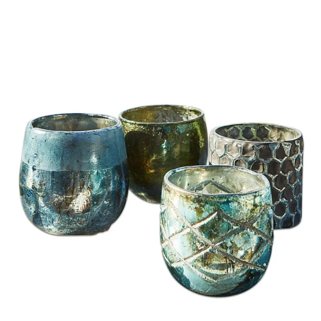 LOBERON Windlicht 4er Set Marine blau/grün Sale
