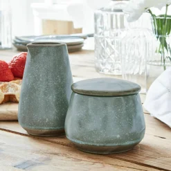 LOBERON Zuckerdose und Milchkännchen Biarré türkis/braun Clearance